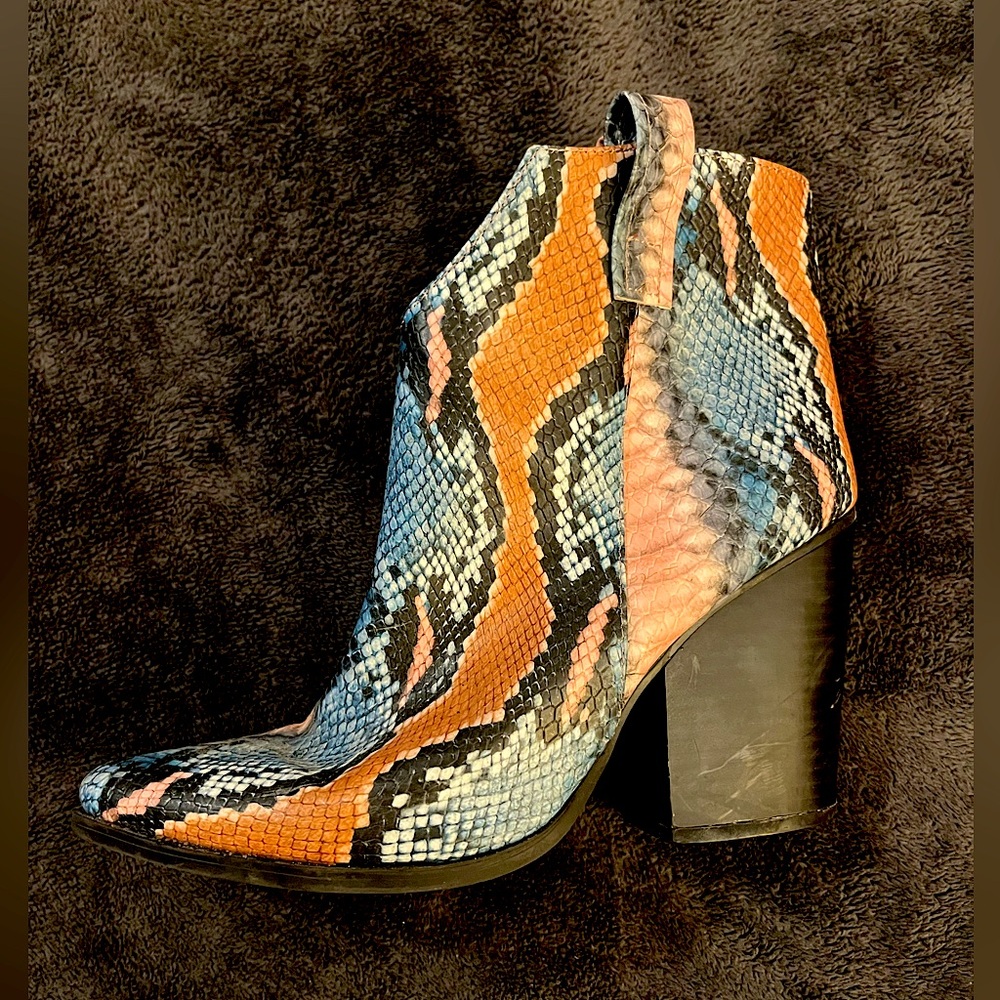 Multicolor Snakeskin Ankle Boots